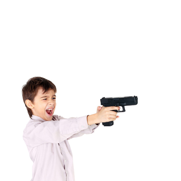 Boy and pistol - Foto, Bild