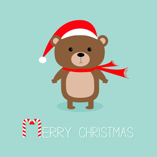 Urso em chapéu de Papai Noel
 - Vetor, Imagem