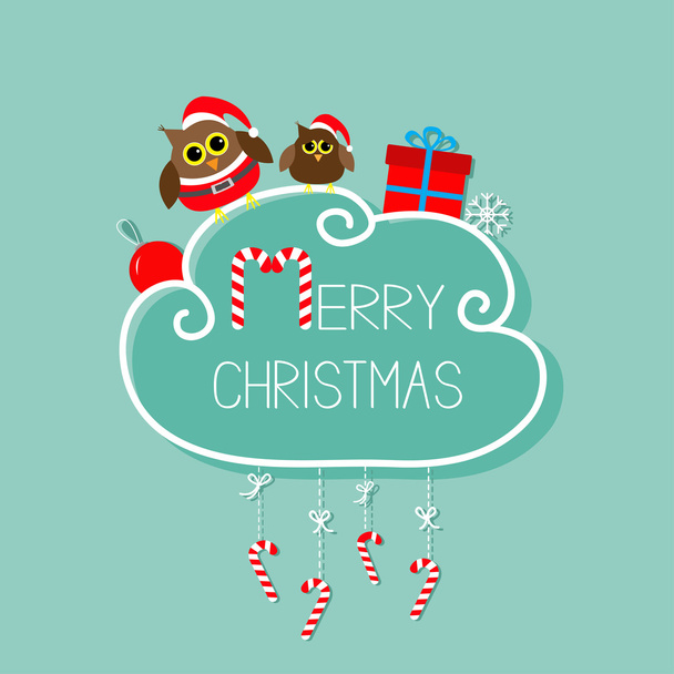 corujas no cartão de Feliz Natal
 - Vetor, Imagem