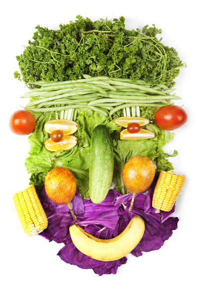 Face made of fruits and vegetables - Φωτογραφία, εικόνα