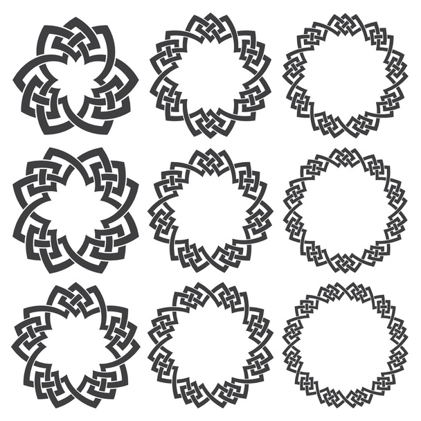 Nueve elementos decorativos logo con rayas trenzado para el diseño
 - Vector, Imagen