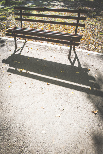 Bench in a park and autumn leaves - Foto, Imagem