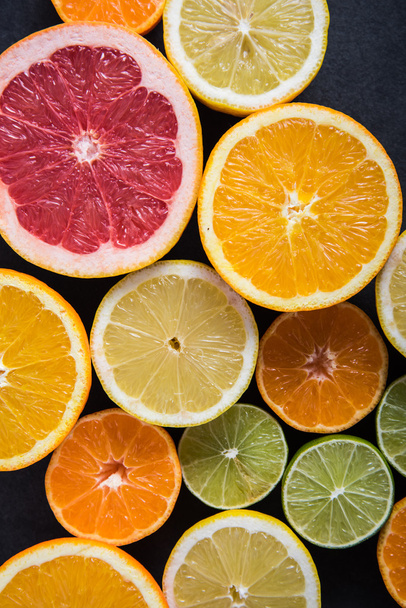 Fresh citrus fruits, border background - Foto, Imagem