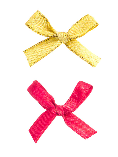 Zlatá a červená stuha bows  - Fotografie, Obrázek