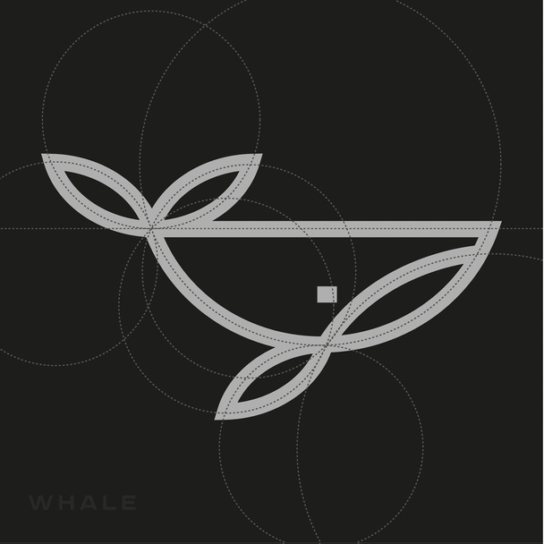 Logo whale in a line an outline, flat design style for your company. - Vecteur, image
