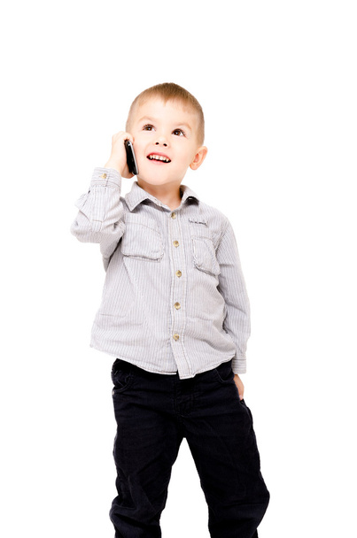 Happy boy talking on the phone - Fotoğraf, Görsel