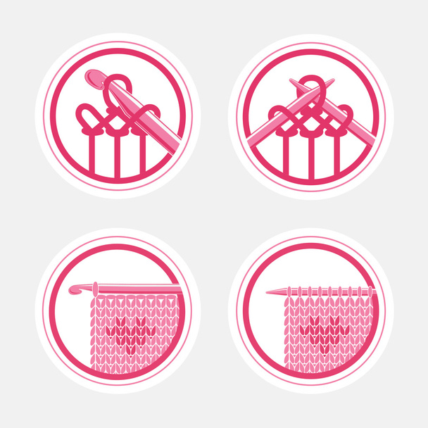 Set of vintage retro knitting badges, labels and logo elements, retro symbols. - Vecteur, image
