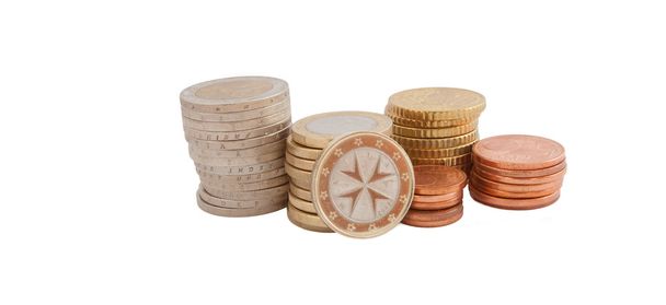 Stapel von Euro-Münzen aus Malta - Foto, Bild