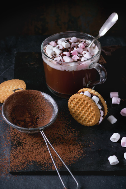 Hot chocolate with marshmallows - Фото, изображение