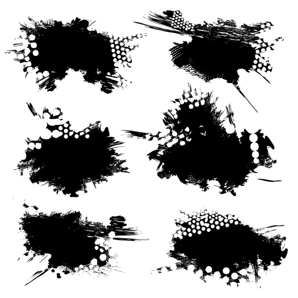 Set of black ink blots - Vector, Image