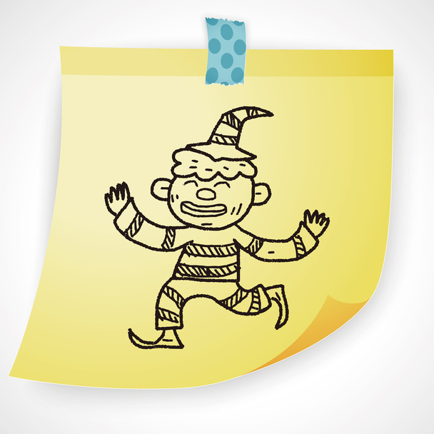 clown doodle drawing icon element - Vector, Image