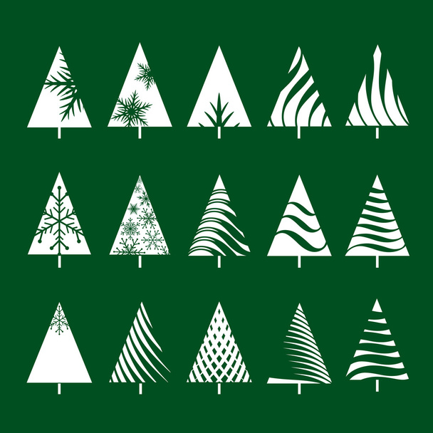 Σύνολο λευκό γεωμετρικά χριστουγεννιάτικο δέντρο. Εικονογραφήσεις διάνυσμα. - Διάνυσμα, εικόνα