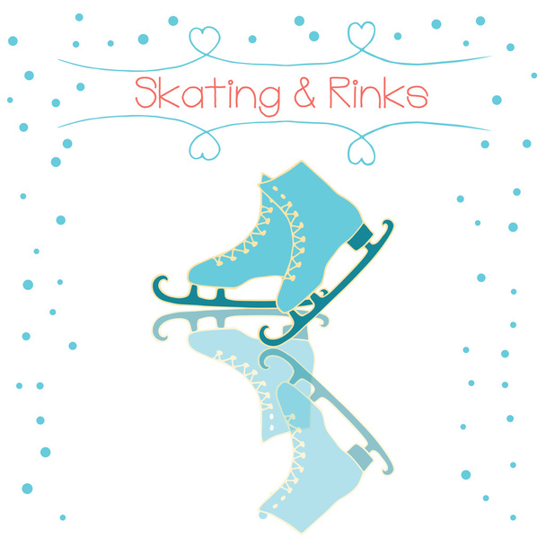 Vector banner with hand drawn skate. Ice Skate label logo design. Ice skating boot. Vector illustration. - Vector, Image