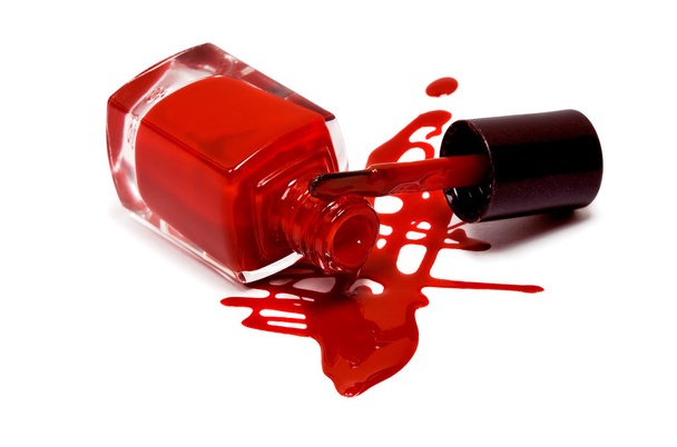 red nail polish bottle on white background - Foto, Bild