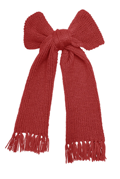 Red knitted scarf isolate. - Foto, Imagem
