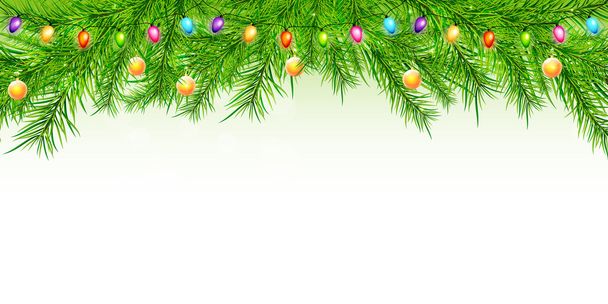 Kerstmis achtergrond met tak en ballen - Vector, afbeelding