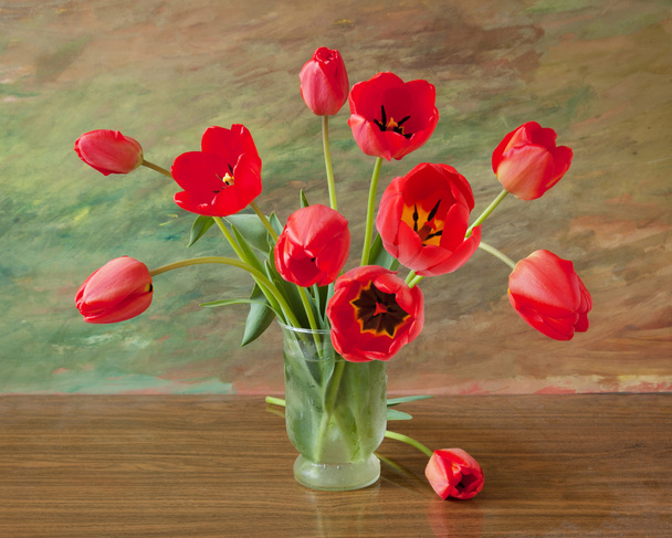 Red tulips. Still life - Фото, изображение
