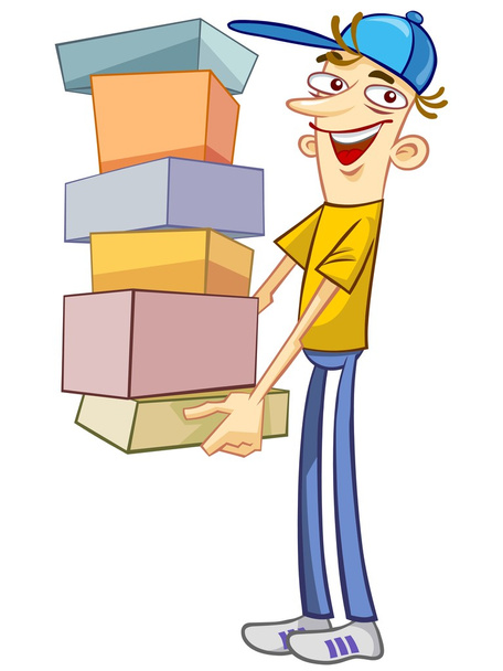 Delivery man with boxes - Vector, Image