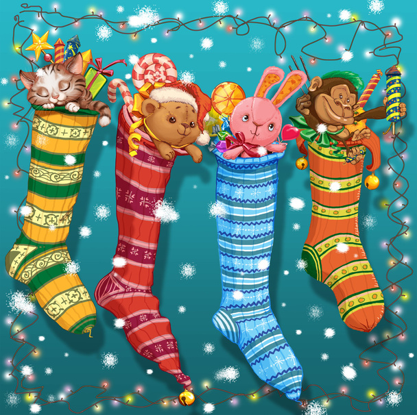 Christmas socks with gifts and toys - Photo, Image