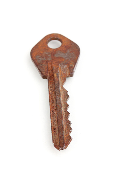 Metal key isolated on white - Foto, imagen