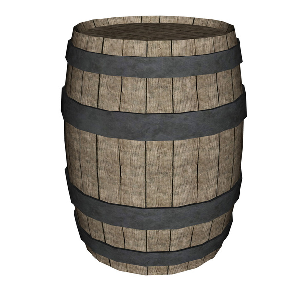 Beczki drewniane - 3d render - Zdjęcie, obraz