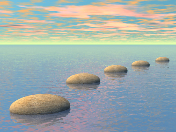 Steps on the ocean - 3D render - Photo, Image