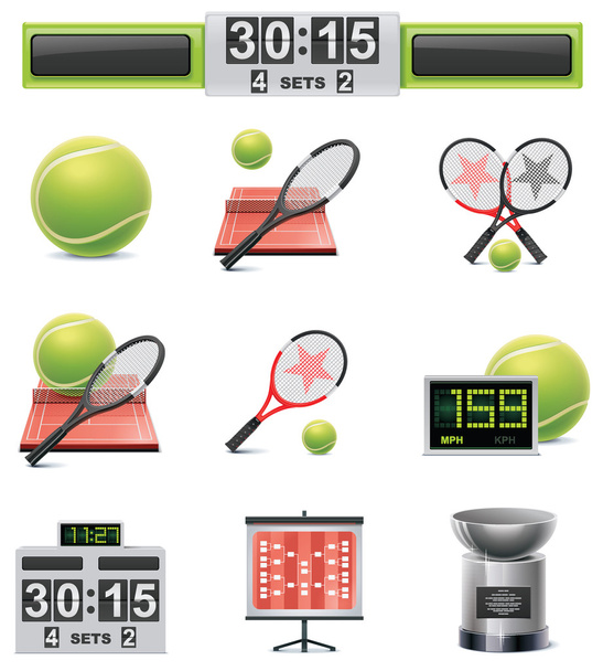 Vektor tenisz ikon készlet - Vektor, kép