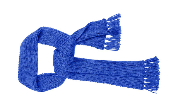 Blue knitted scarf isolate. - Fotografie, Obrázek