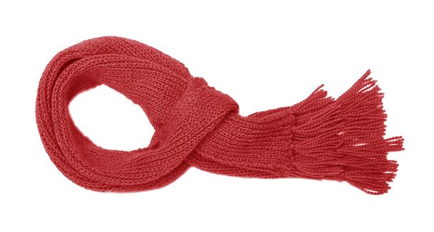 Red knitted scarf isolate. - Foto, Bild