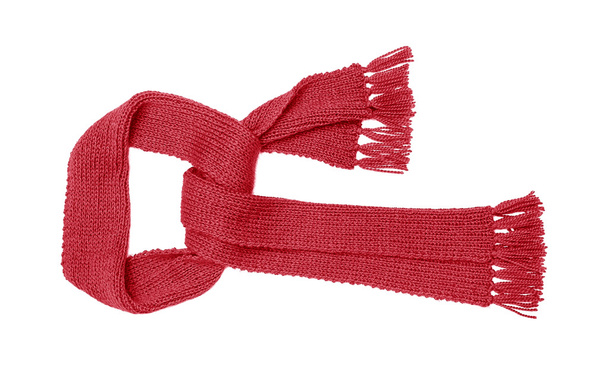 Red knitted scarf isolate. - Fotó, kép