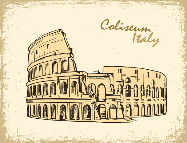 Το Κολοσσαίο στη Ρώμη, Ιταλία. Κολοσσαίο χέρι που εικονογράφηση φορέας - Διάνυσμα, εικόνα