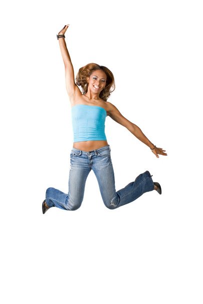 Mujer divertida saltando
 - Foto, imagen