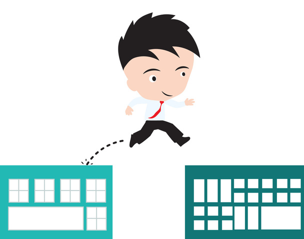 businessman happy to jumping over gap of building to success concept, presented in vector form - Vector, Image