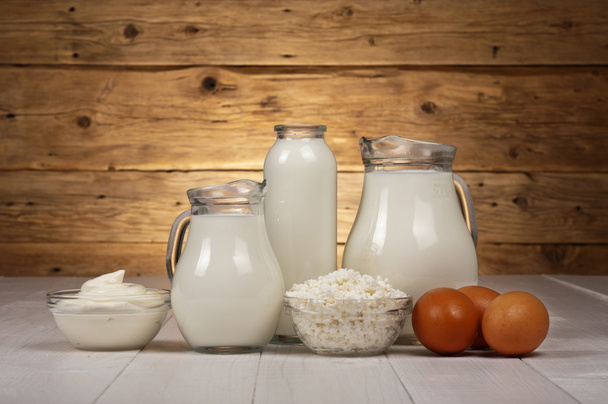 Dairy products (milk, cottage cheese, yogurt, sour cream) - Fotografie, Obrázek