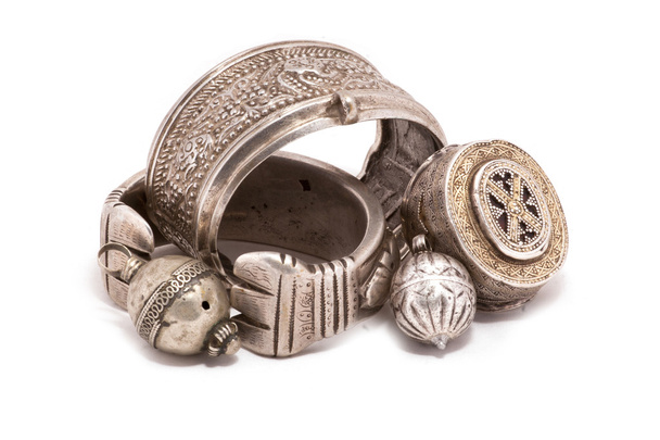 Collection of Vintage National and Silver Jewelry, Kazakh National Jewelry - Photo, Image