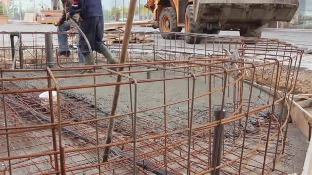 Pouring reinforced concrete - Footage, Video