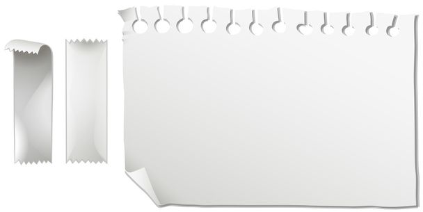 Trozo de papel blanco y cintas
 - Vector, Imagen