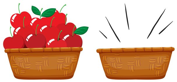 Порожній кошик і кошик повний яблук
 - Вектор, зображення