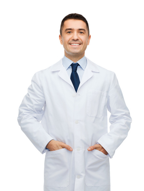 smiling male doctor in white coat - Fotoğraf, Görsel