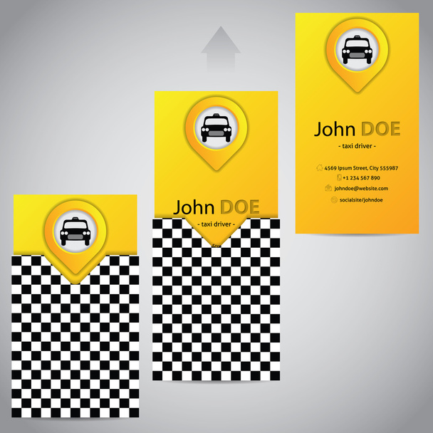 zweiteilige Taxi-Visitenkarte mit Zeiger - Vektor, Bild