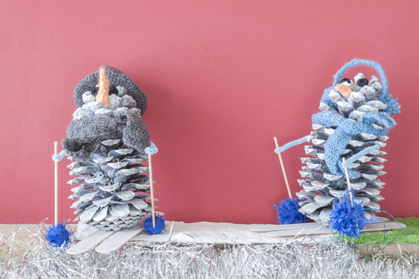 Decorações de Natal artesanato lareira esquiador
 - Foto, Imagem