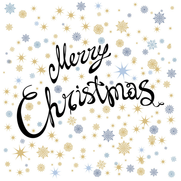 Merry Christmas typography, handwriting. snowflake vector - Вектор, зображення