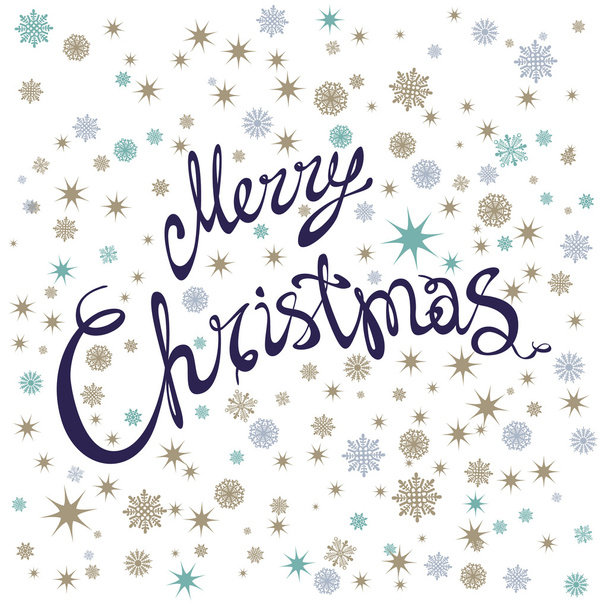 Merry Christmas typography, handwriting. snowflake vector - Vector, Image