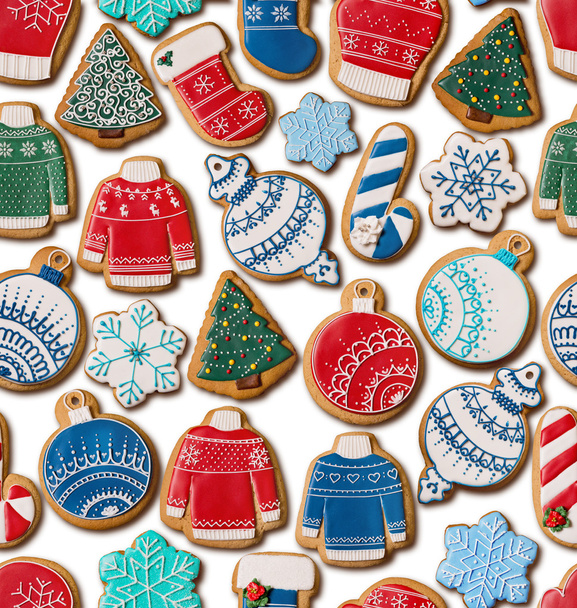 Seamless texture with Christmas gingerbread cookies - Valokuva, kuva