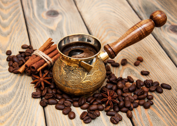 coffee in a  metal turk - Photo, image