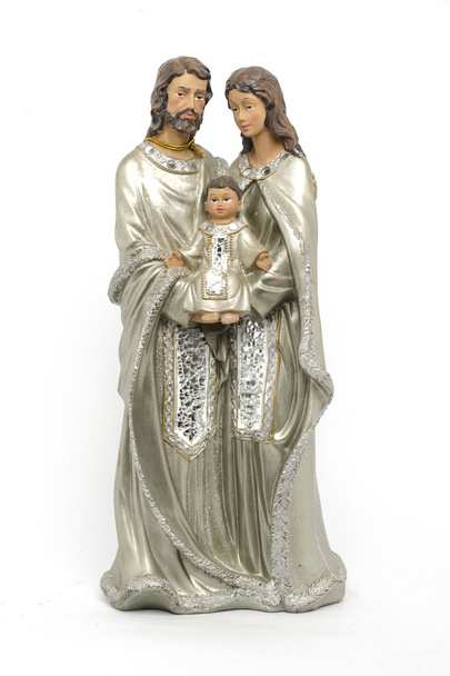 Holy Family statuette isolated on white - Photo, Image