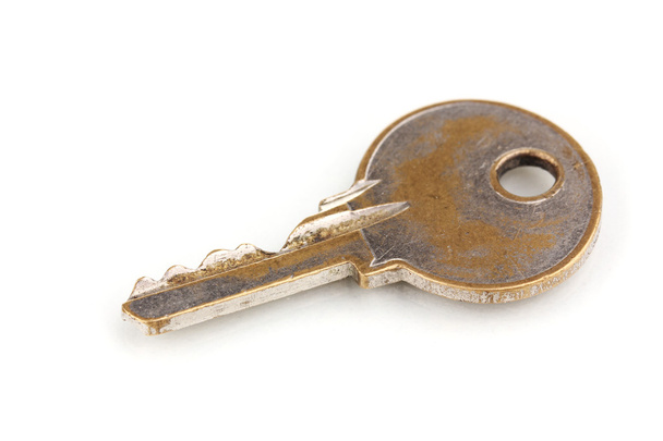 Metal key isolated on white - Foto, imagen