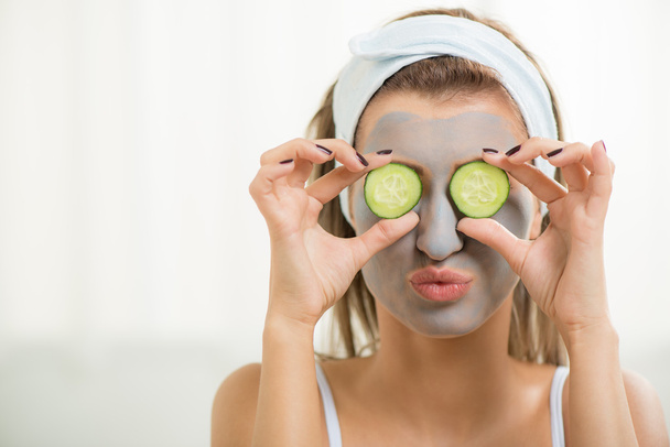 Funny Girl With Facial Mask - Photo, Image