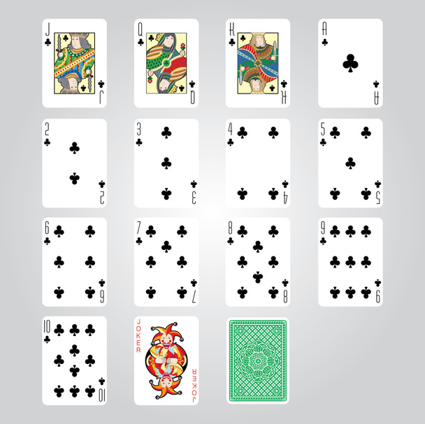 Одноместный вектор игральных карт: клубы
 - Вектор,изображение