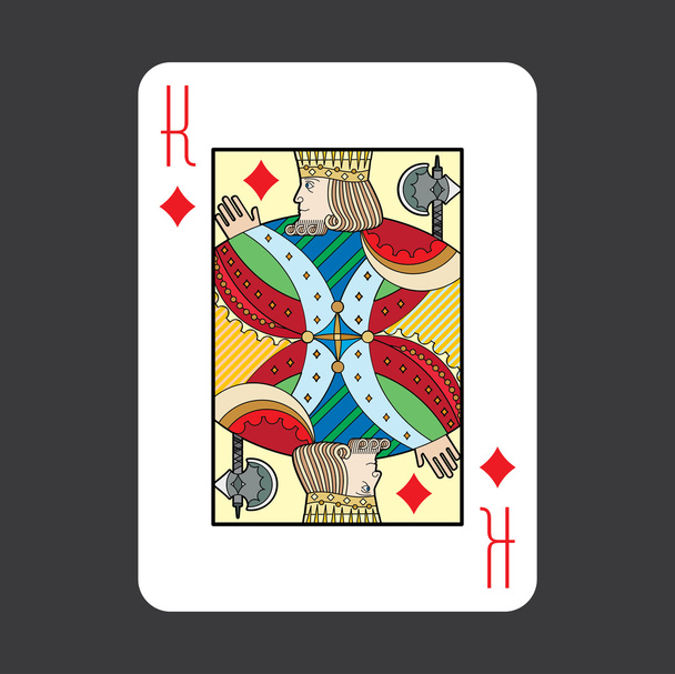 Single playing cards vector: King Diamonds - Vector, Image
